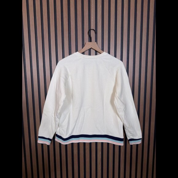 Marine Layer Sweater XL Adults White Pullover Fleece Crewneck Multi Stripe - Picture 2 of 10